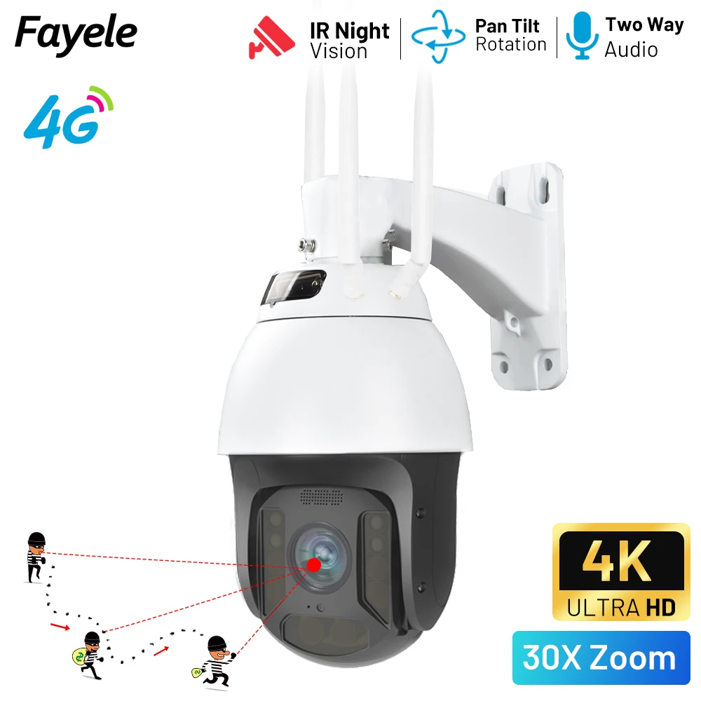 Security 5MP 4G PTZ Camera IR 200M 4K 8MP Human Auto Tracking 30X ZOOM H.265 Outdoor Wireless SIM IP Camera 2MP 2WAY Audio Camhi