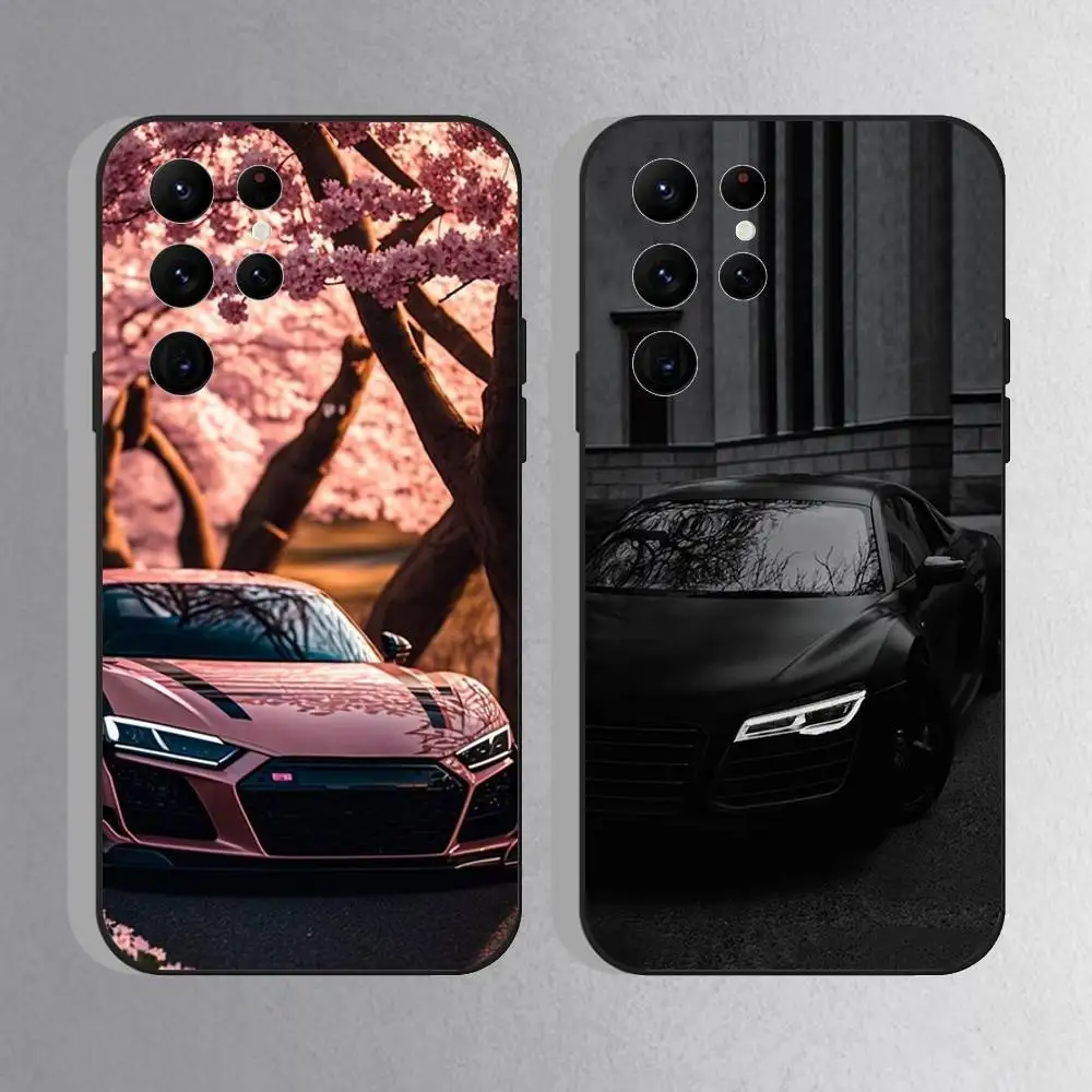 

A-Audis R-S R8 V10 Car Phone Case For Samsung S25,S24 Ultra,S20,S30 plus,S22 Plus,S23,Ultra 5G Silicone Black Shell