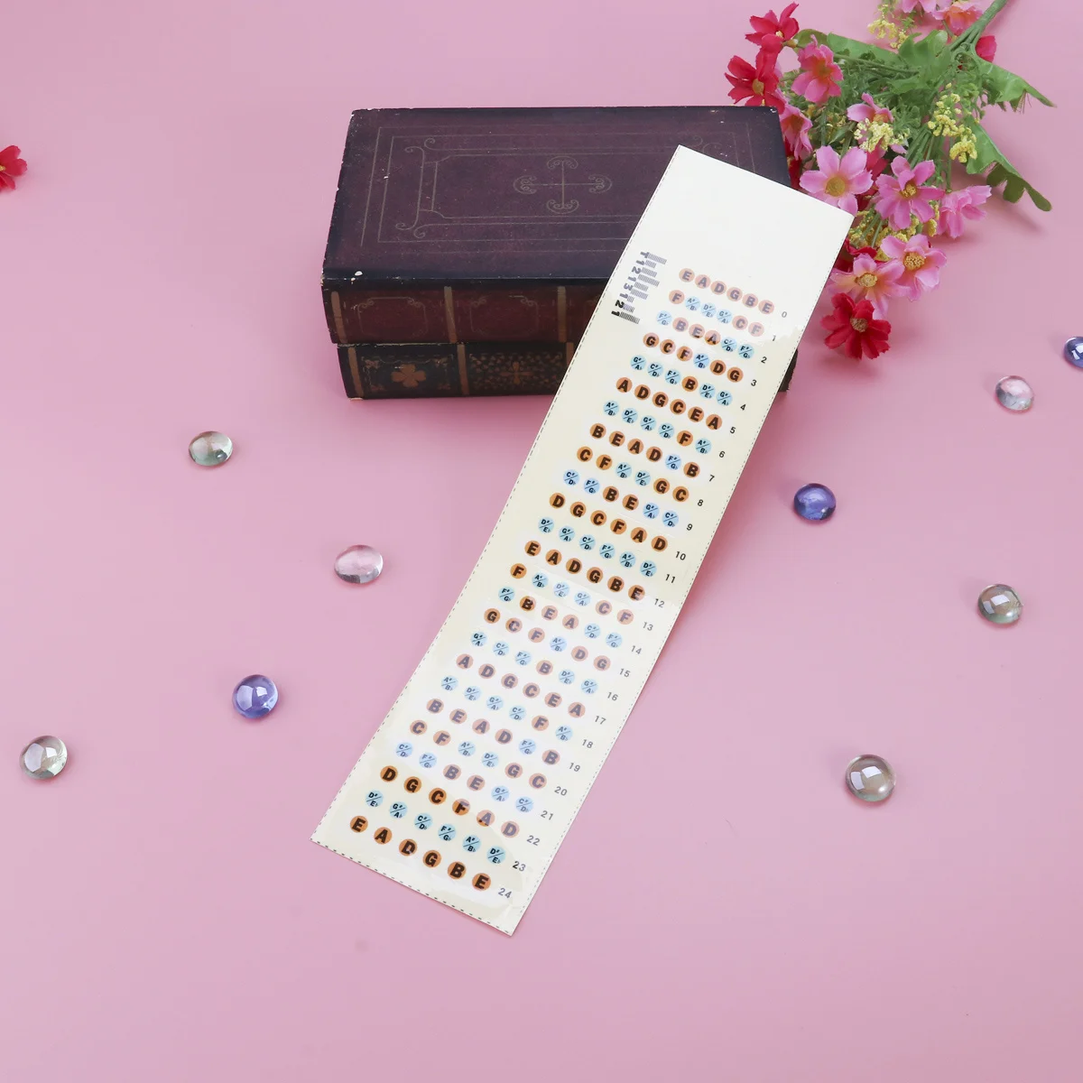 

Guitar Scale Sticker Strong Durable Glue Paper Wear-Resistant Easy Install Remove for Electric Folk Guitar Fretboard Chord