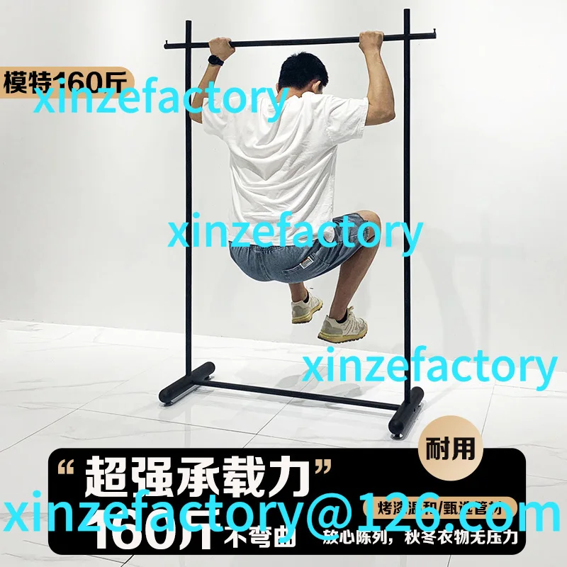 

Customizable clothing store dedicated simple wrought iron black shelf clothes display rack