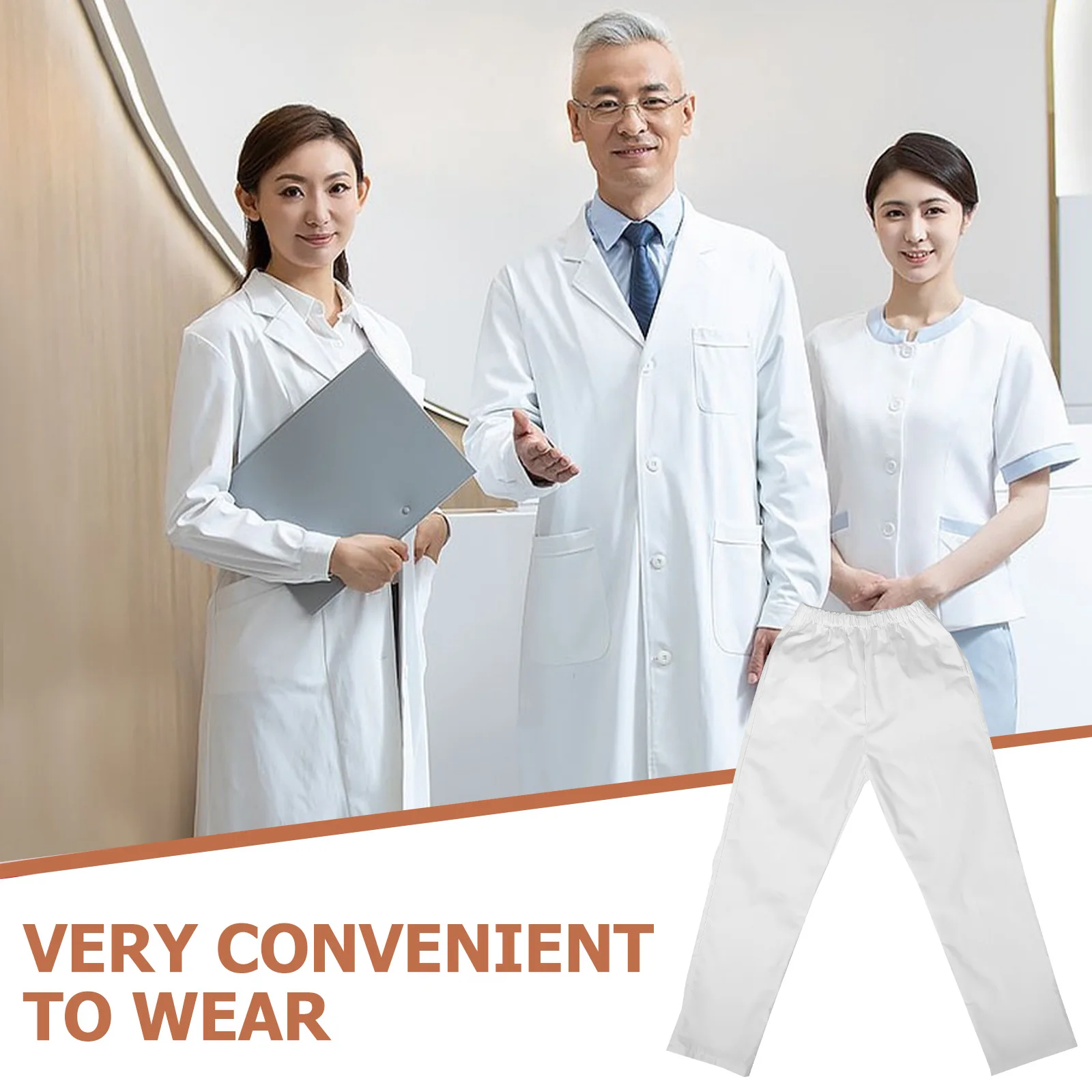 

Elastic Waist Nurse Pants Comfort Long Trousers down White Belt Short Daily Caring Work