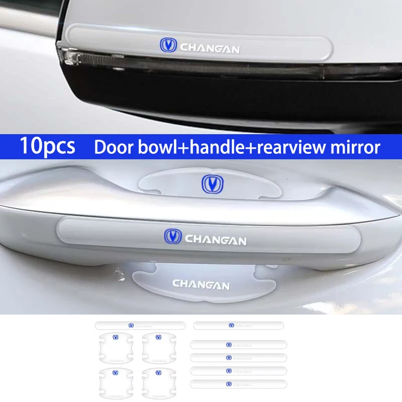 For Changan CS55 Plus 21-25 10Pcs Transparent Door Bowl Handle Rearview Mirror Anti-scratch Protector Stickers Anti-collision
