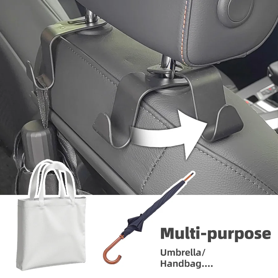 4Pcs Car Headrest Hooks Hanger for Bags Seat Back Organizer Holder Clips Auto Fastener Hooks Car Storage Interior Accessories image 5