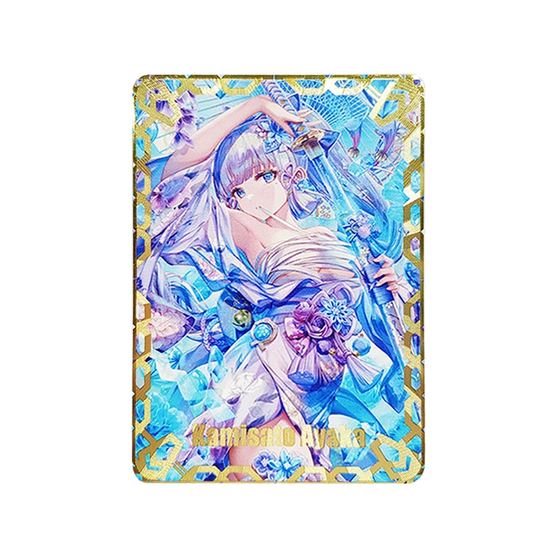 63X88Mm Diy Self Made Genshin Impact Kamisato Ayaka Collection Card Metal Card Game Anime Card Gift Toys