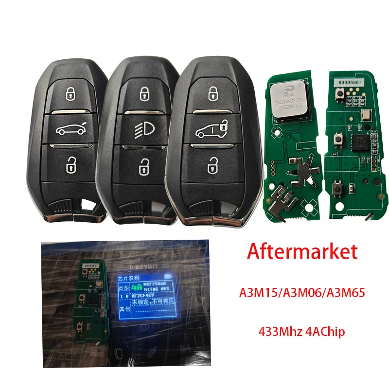 Aftermarket PCB A3M65 A3M05 A3M15 4A Chip 433MHZ Car Remote Key For Peugeot Citroen 508 5008 JEEP DS Opel IM3A NCF29A1M