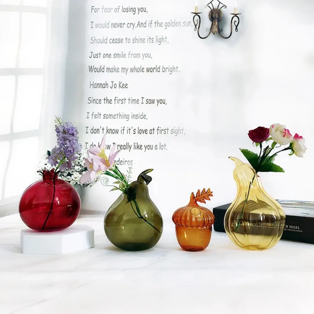 Pomegranate Fruit Vase Simple Transparent Hazelnut Flower Vase Hydroponic Aromatherapy Bottle Flower