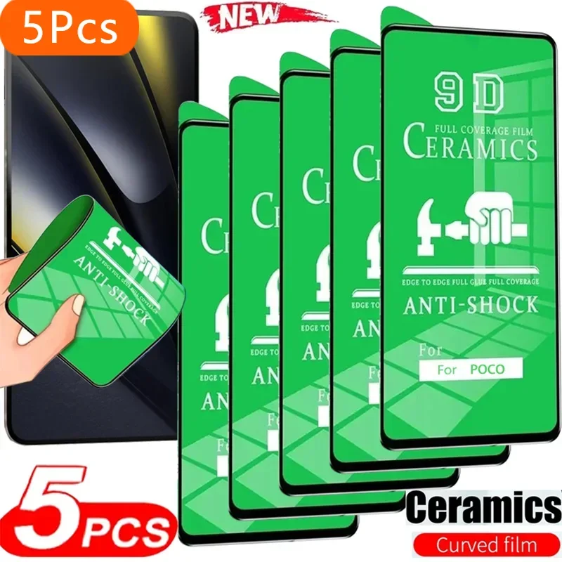 5 قطعة فيلم السيراميك واضح ل POCO F6 M6 X6 X7 F5 X5 X4 X3 M4 M3 Pro NFC واقي للشاشة ل POCO F4 GT M5S M5 F3 C65 C40 فيلم