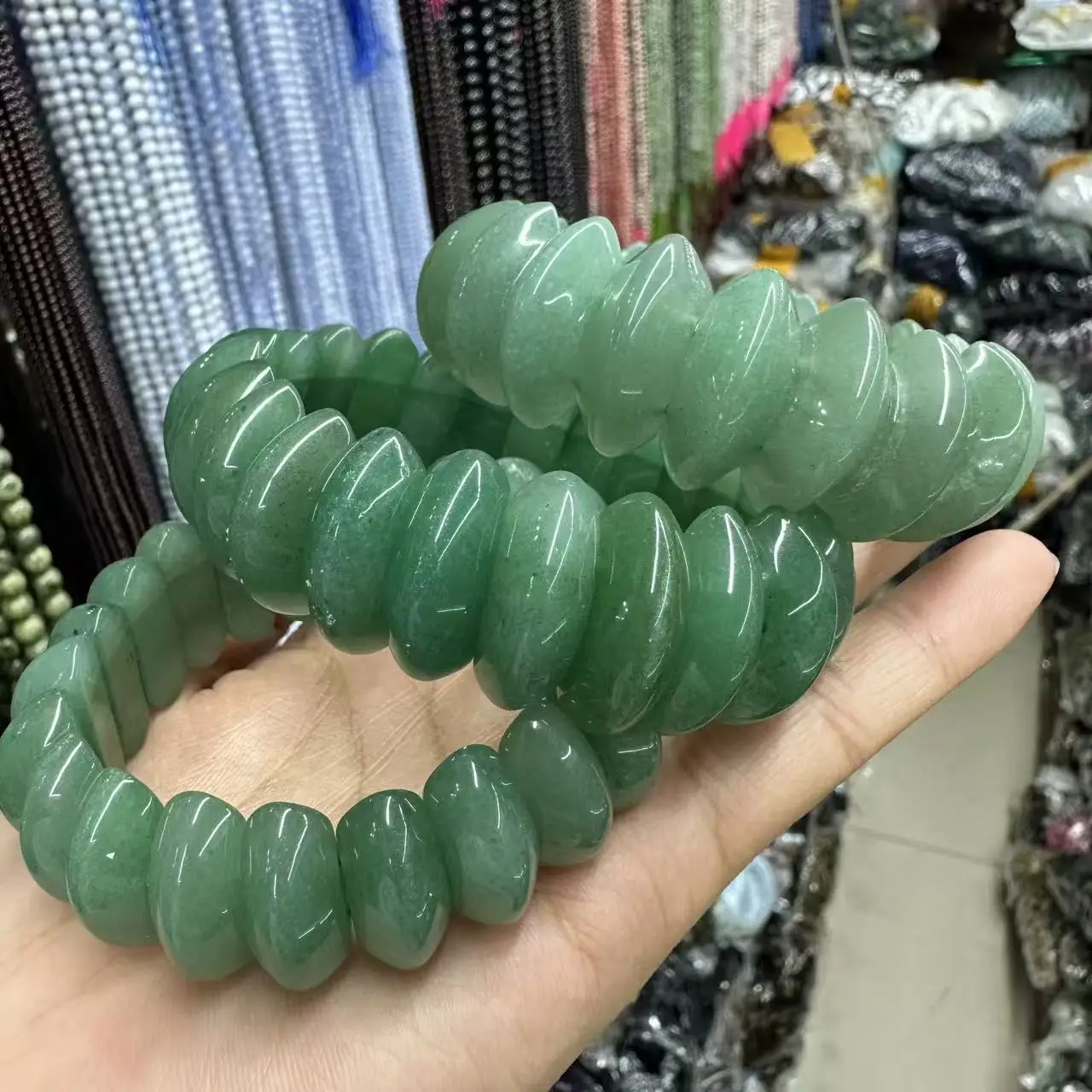 New Natural Green-Aventurine Bridge Modeling 12*25mm String Jewelry Men's and Women's Gifts Charming Energy Bracelet Wholesale!