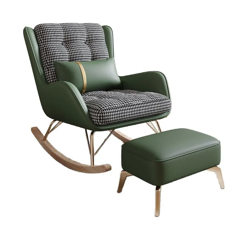 

Italian balcony home leisure lounge chair, living room bedroom thousand bird grid sofa adult rocking chair