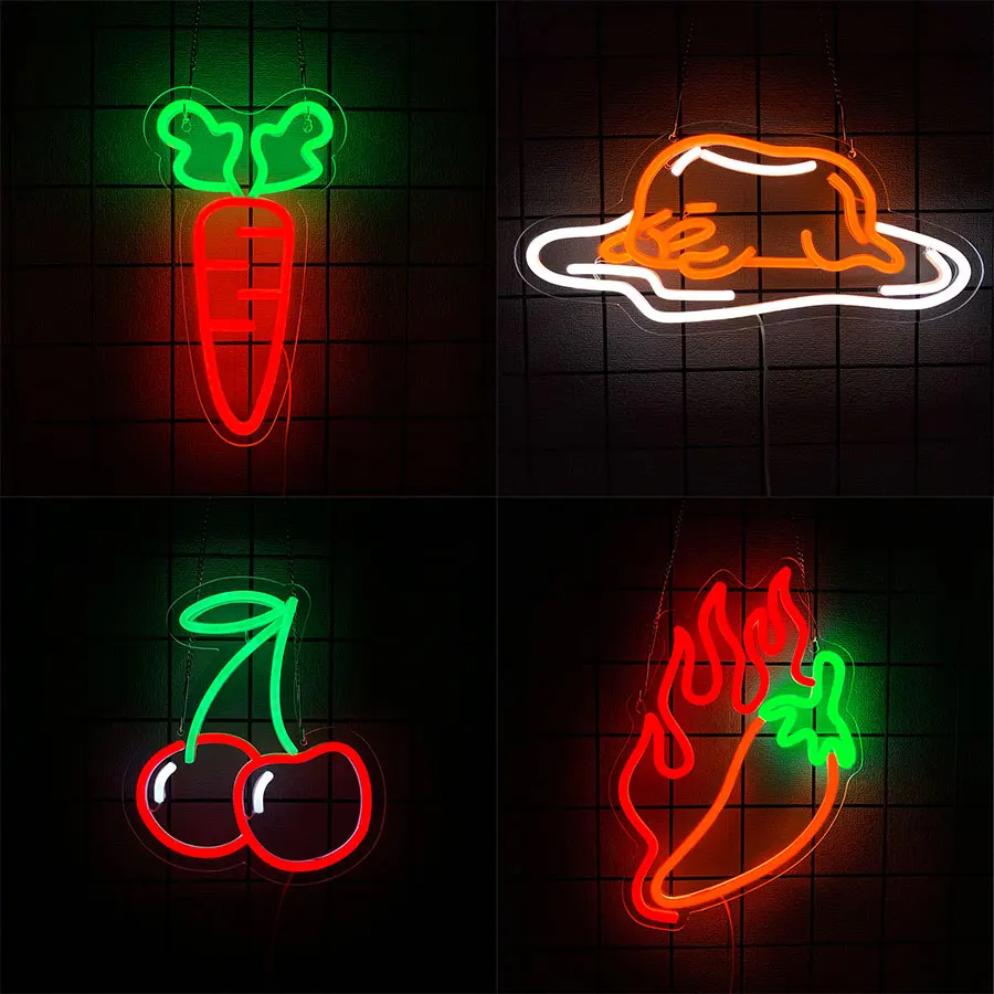 

Vegetable Series Led Neon Signs, Wall Art Decor, Used For Bedroom, Fruit Shop, Shop, Kitchen, Restaurant, Buffet Wall Lamp.