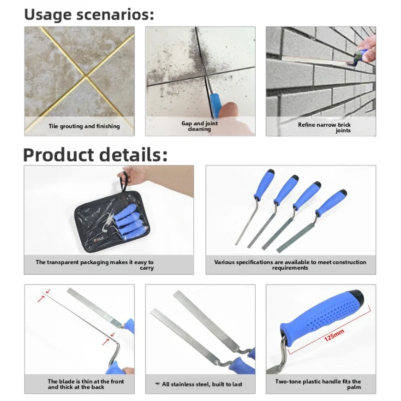 Stainless Steel Brick Trowel, Grout Finishing, Tile Caulking Spatula Wall Construction Cleaning