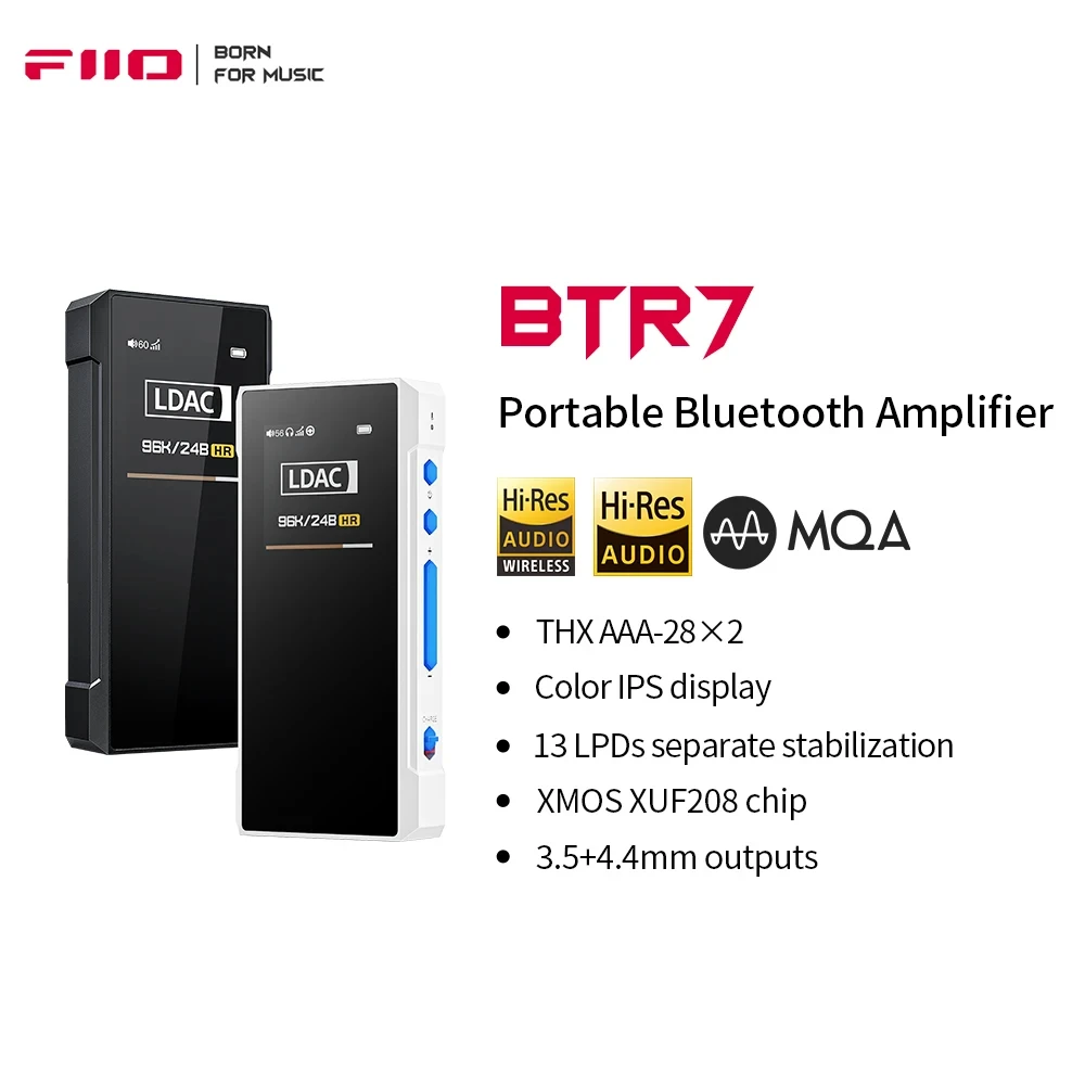 FiiO BTR7 Bluetooth Headphone Amplifier MQA USB DAC AMP QCC5124 with Double THX AAA 3.5mm 4.4mm Balanced Output DSD256 LDAC