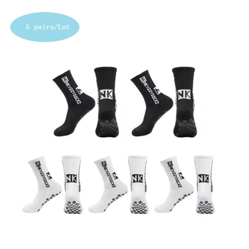 1/5/10 pair of black and white football socks breathable soft non-slip grip running Sports Soccer socks Basketball tube socks