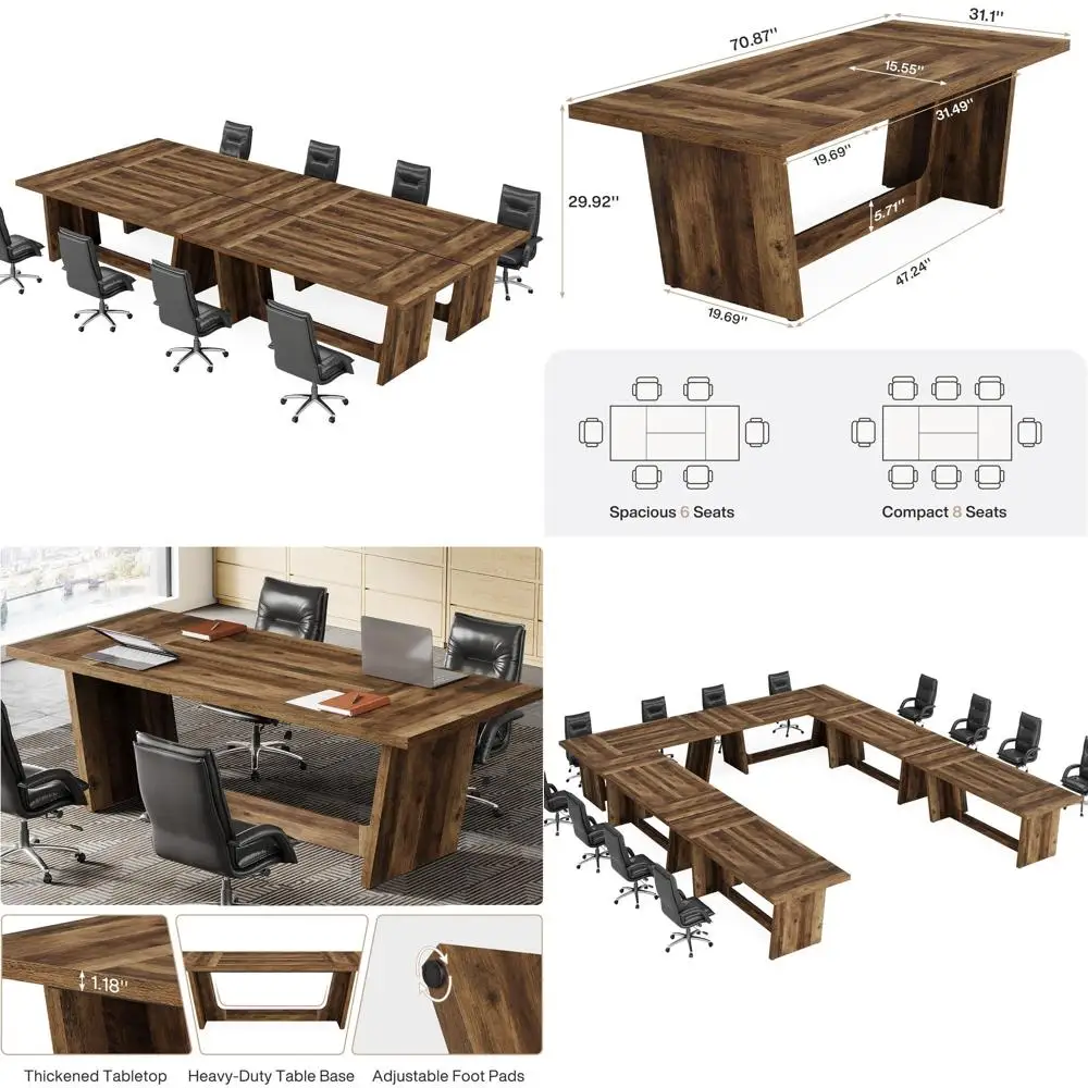 

Конференц-стол на 14-16 человек, большой прямоугольный стол для совещаний длиной 12 футов, мебель для кабинета руководителя из массива дерева, комплект мебели для зала заседаний