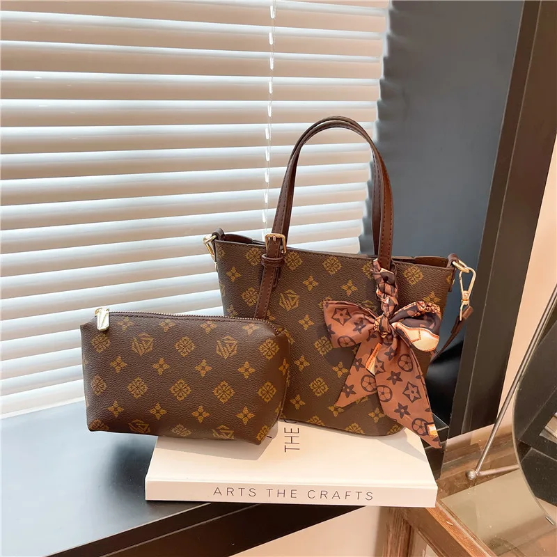 

Европейская и американская сумка с принтом в стиле ретро, большая вместительная сумка, женская сумка через плечо с текстурой из искусственной кожи