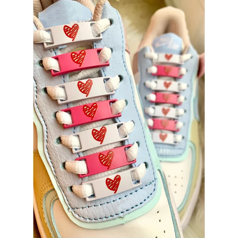 Luminous Shoe Lace Metal Buckle AF1 Heart Love Decorations Shoelaces Buckles DIY Sneaker Shoe Laces Lock Accesories New 1Pair