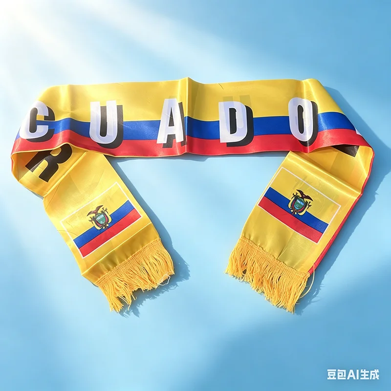 Z-ONE FLAG 14x130cm Ecuador Scarf  Ecuador  national day Scarves Tassels for Football Used for event decoration
