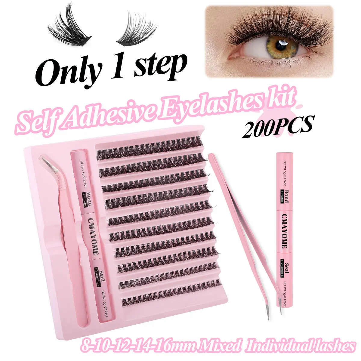 

DIY Eyelash Extension Kit 30-100D Individual Lashes Cluster Mix Lash Clusters with Lash Bond and Seal and Lash Accessories