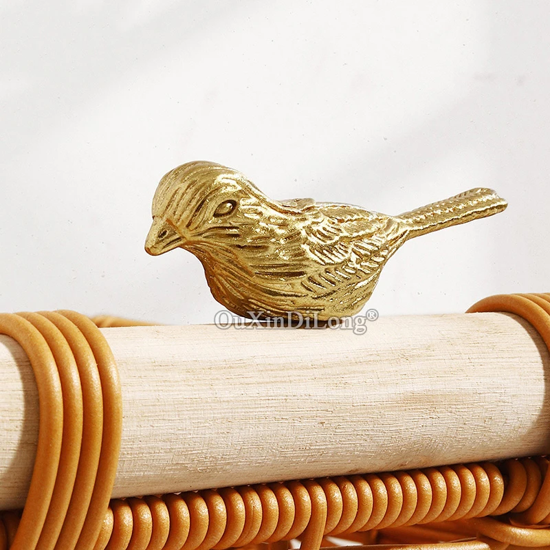 HOT 8PCS Solid Brass Magpie Bird Furniture Pulls Handles Drawer Knobs Cupboard Wardrobe Closet Dresser Cabinet Pulls Decorations