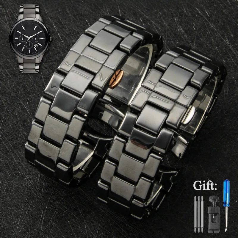 Керамический ремешок для часов Armani AR1451 AR1452 AR1400 AR1410 AR1421 AR1440 ремешок для часов 22 мм 24 мм мужской браслет аксессуары браслет
