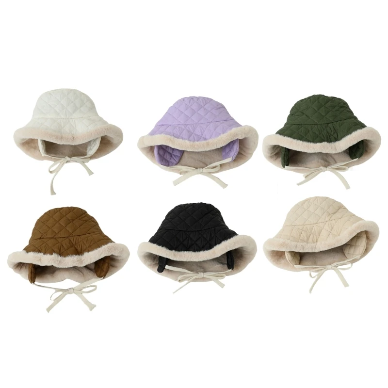 

Fisherman Hat Outdoor Travel Warm Keeping Hat Children Infant Baby Winter Big Brim Cap Basin Hat with Ear Protections