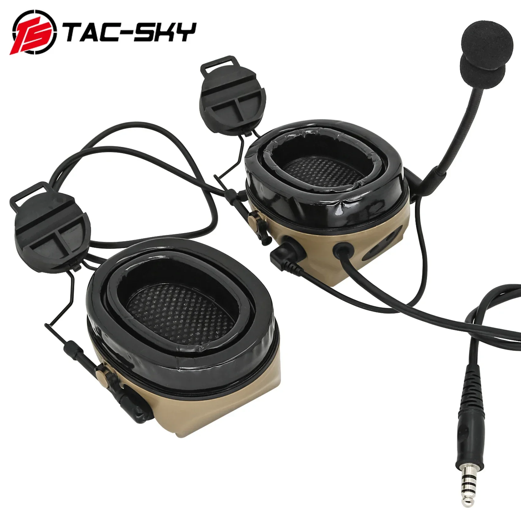 TAC-SKY Tactical Headset TSCII Hearing Protection Shooting Electronic Earmuffs With ARC Rail Bracket and 94ptt for Baofeng