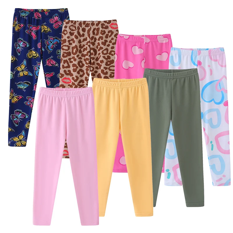 4/1 Piece Set Autumn And Winter Children's Solid Color Versatile Thick Leggings For Girls Sweet And Cute Slim Fit Sleeping Pant