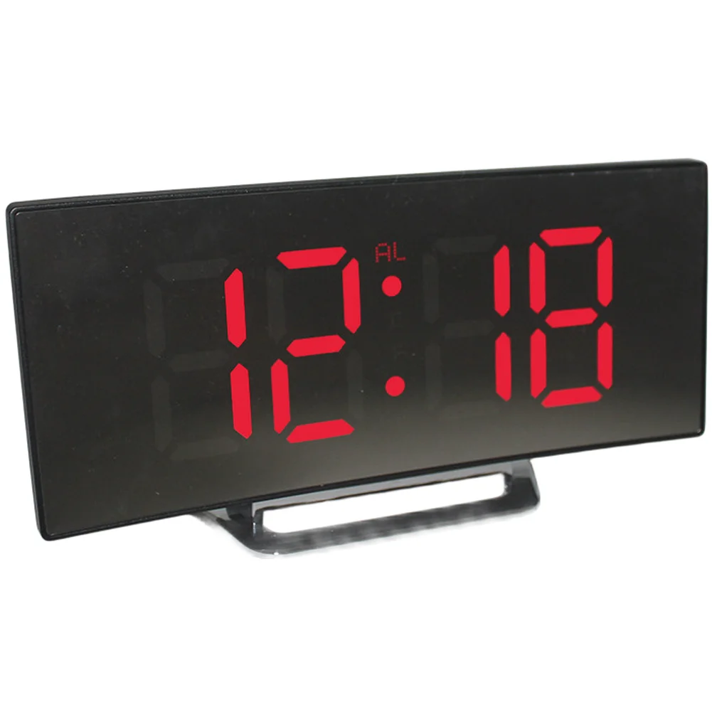 Snooze Function Mirror Alarm Clock For Bedroom For Office Desk 17*7.2*3.1cm Current Temperature Display Clock Large Digits