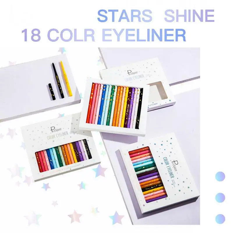 Gel impermeabile Eyeliner Gel Glitter matite penna Set 18 colori Eye Liner penna Gel per le donne trucco occhi professionale impermeabile