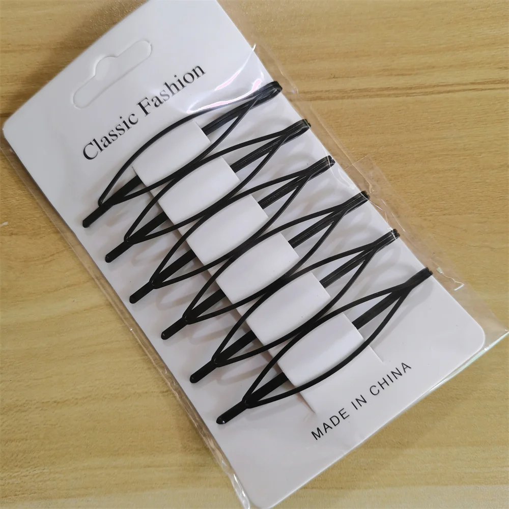 6 Teile/satz Schwarz Haar Clip Pins Wellenförmige Mode Haarnadeln Metall Barrettes Unsichtbare BB Clip Welle Hairgrip Haar Clips Zubehör – Detail 5