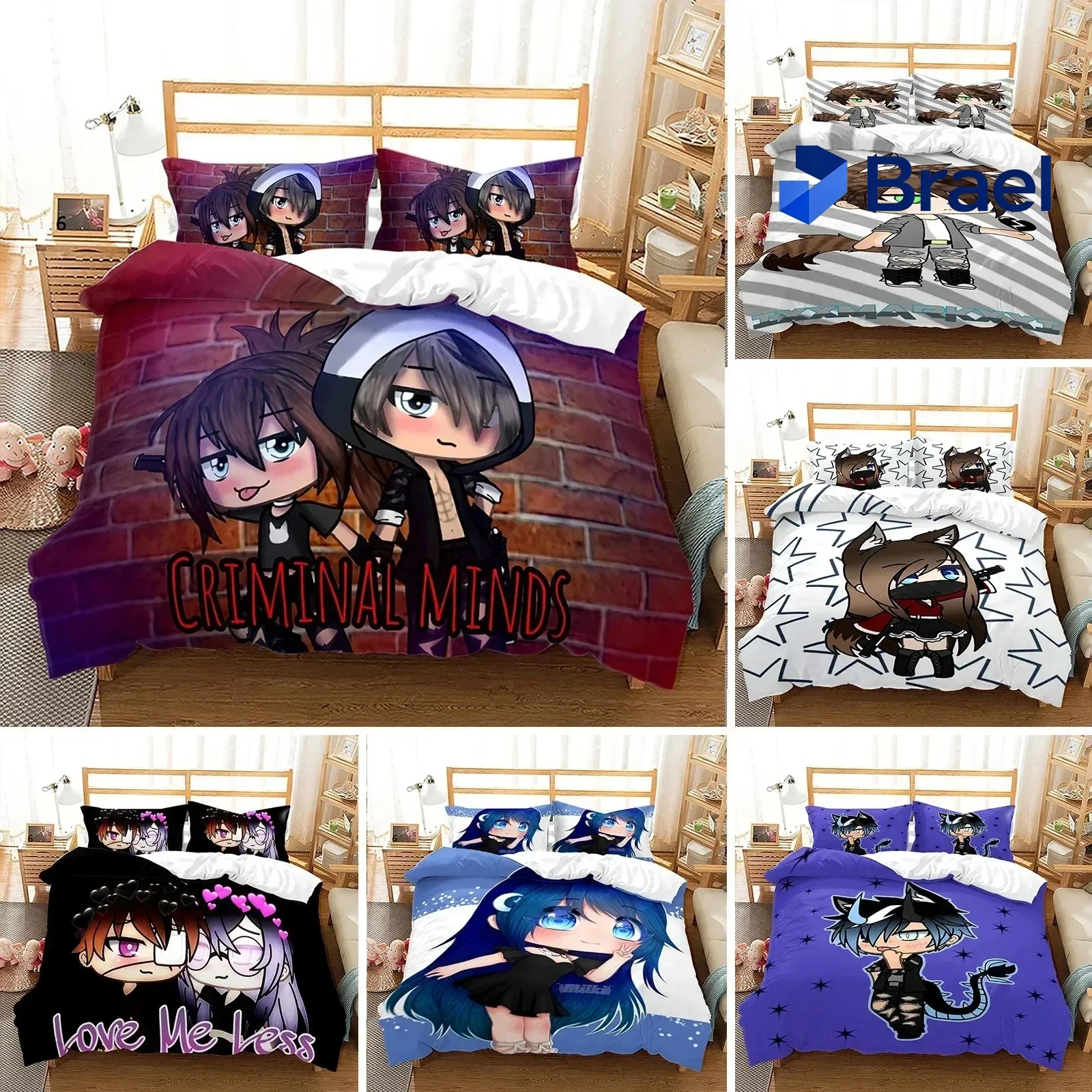 Exquisite 3D Printed New Gacha Life Bedding Set Duvet Cover Cover Single Twin Quilt Adult Kids Bedclothes Cover Home Textile