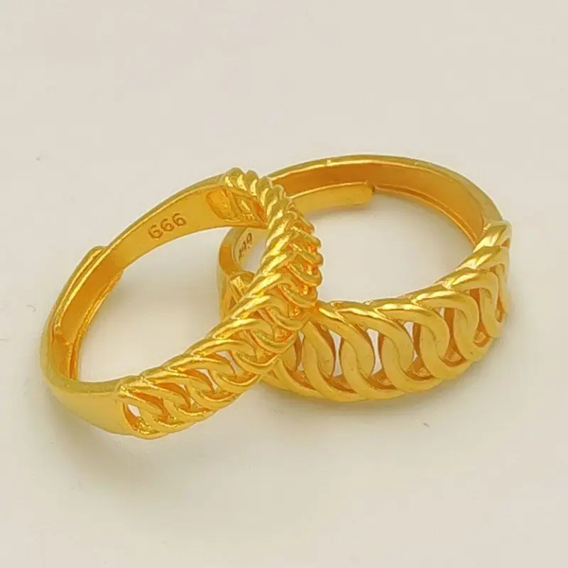 High quality 24k gold fashion men\'s and women\'s rings, AU999 gold Fried Dough Twists lovers\' ring, high-grade jewelry gifts