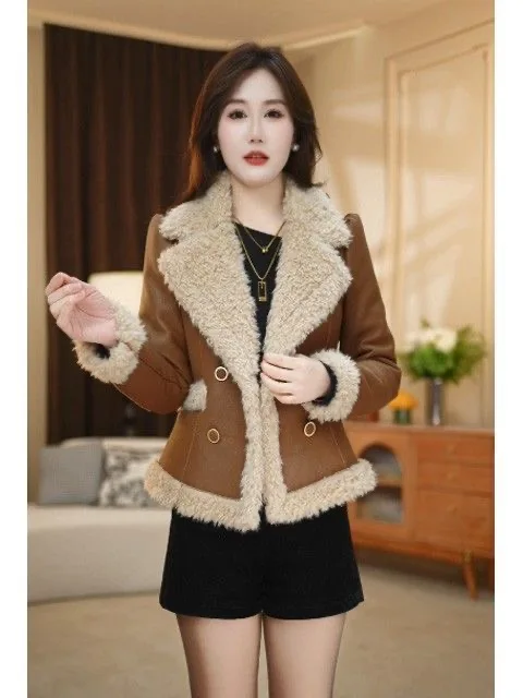 Giacca Invernale da Donna 2025, Calda, Alla Moda, Semplice, in Pelle con Pelliccia, di Alta Qualità, Capospalla Elegante