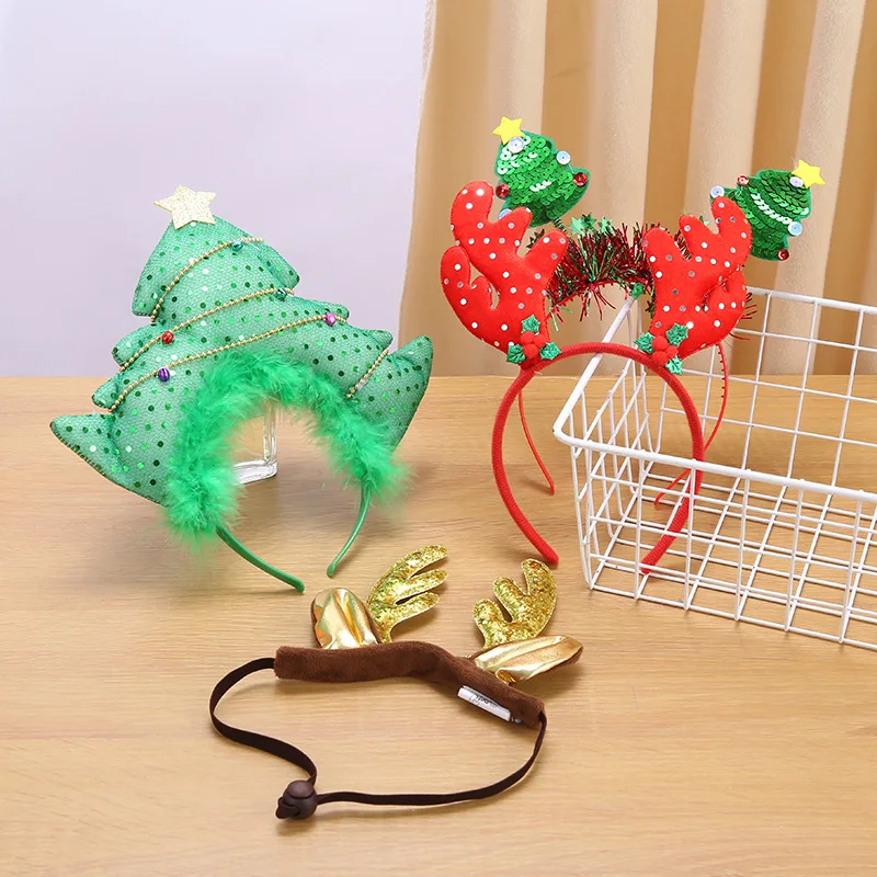 크리스마스 섹시하고 귀여운 머리띠 축제 파티 분위기 장식 카드 발급 크리 에이 티브 사슴 뿔 크리스마스 트리 머리띠