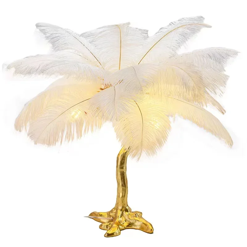 Charming Pink Feather Table Lamp