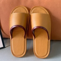 Genuine Leather Couple Summer Indoor Slippers Anti-Slip Women Household Slippers Men Casual Home Shoes