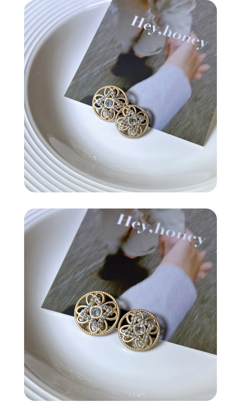 10 Stück Metallknöpfe, Kleidungszubehör, eingelegte Strass-Dekorationsknöpfe für Kleidung, DIY-Bastelbedarf, Nähzubehör, ausgehöhlter Knopf – Detail 9
