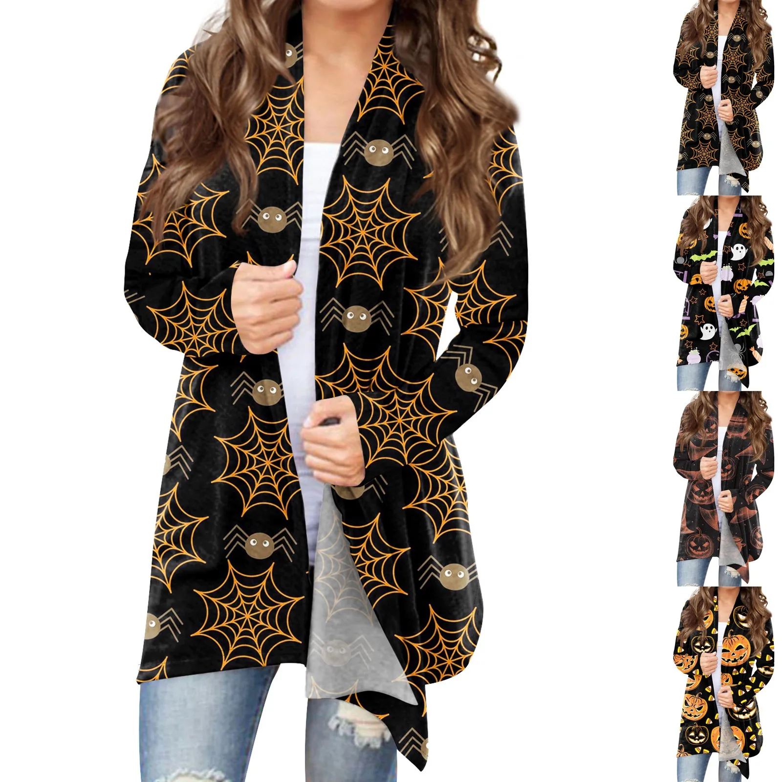 Topy Dla Kobiet Moda Damska Casual Printed Mid-Length Cardigan Jacket Roupas Feminina Roupa Feminina Traf 2024 Mujer топ Y2k