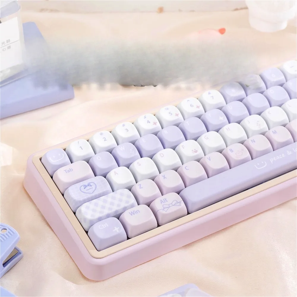 

MOA mechanical keyboard wireless, milk purple mahjong tone keycap PBT hot sublimation, girls customization, game keyboard