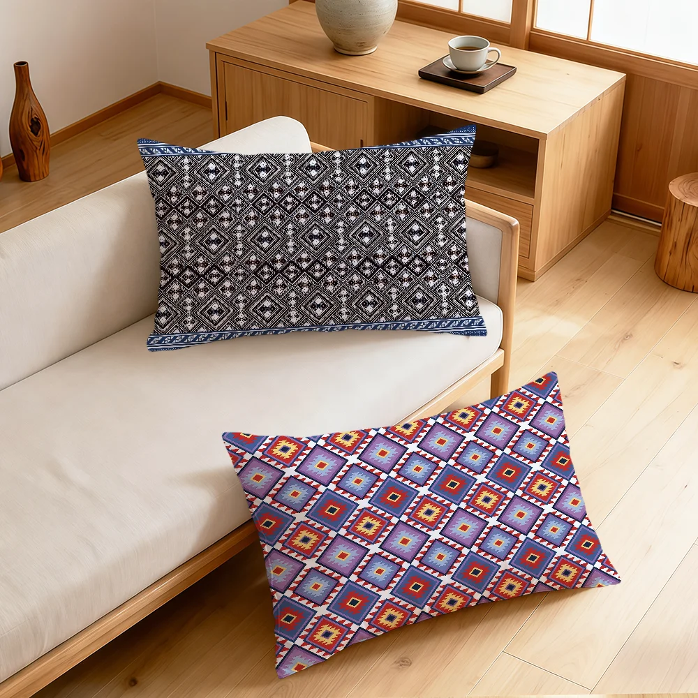 Retro Ethnic Style Patterns Cushion Cover Rectangle Pillowcover Home Sofa Living Room Bed Dorm Bedside Hogar Pillowcase Gift