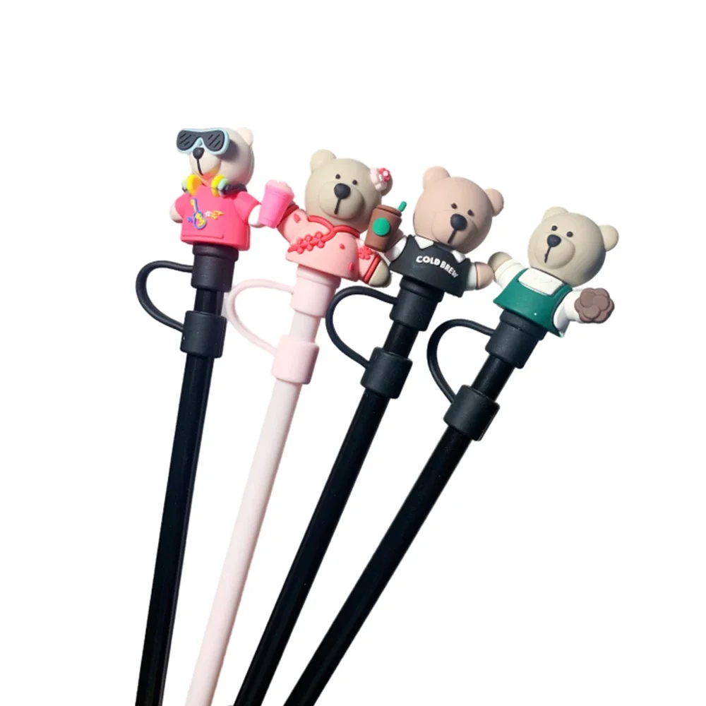 1pc Cartoon Straw Plug for 6mm-8mm straw Soft Silicone Straw Covers Cap Lovely Drinking Dust Cap Toppers