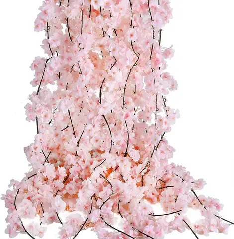 3 pezzi ghirlanda di fiori di ciliegio artificiale appesa ghirlanda di seta di vite fiore artificiale Faux Sakura per la decorazione della festa in giardino di nozze