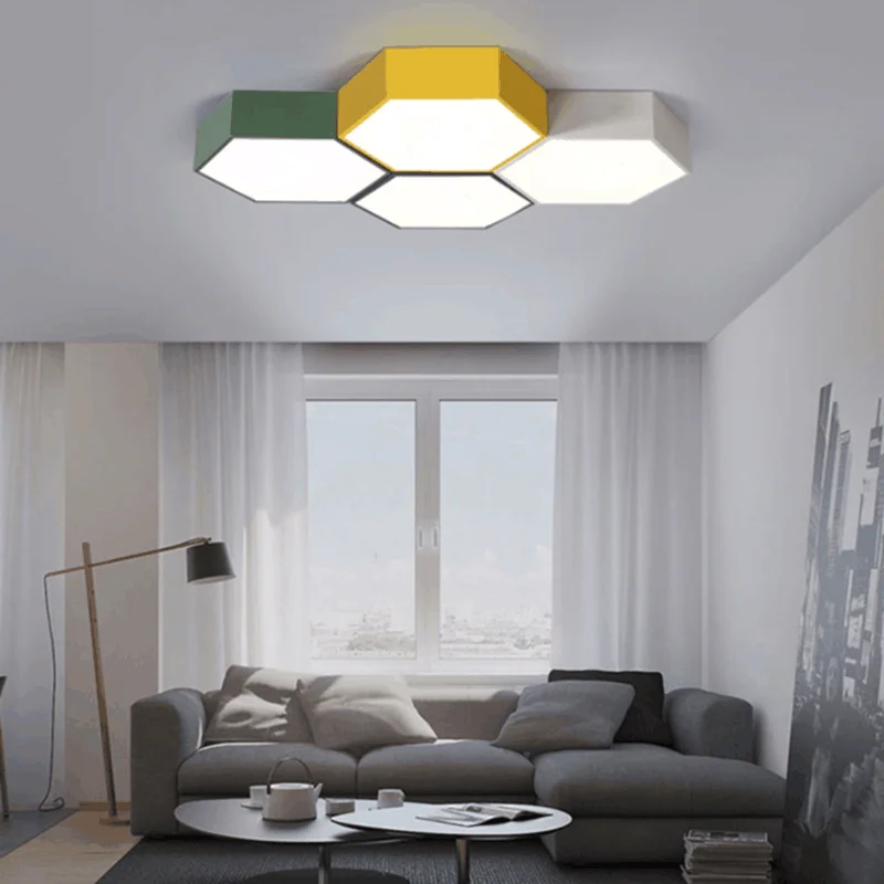 Modern Bedroom LED Ceiling Light Restaurant Multicolor Honeycomb Combination Hotel Polygonal Lighting Ceiling Light Wholesale