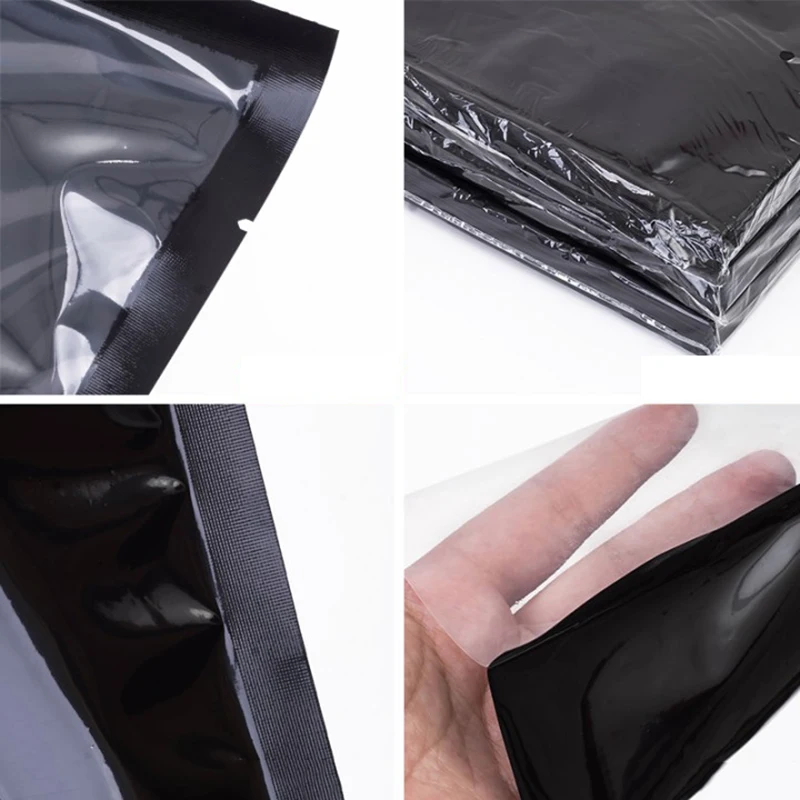 TETP 100Pcs Black Nylon Vacuum Food Bags Home Sausage Dried Fruit Fresh Sealing Packaging Storage  Kitchen Favor Wholesale