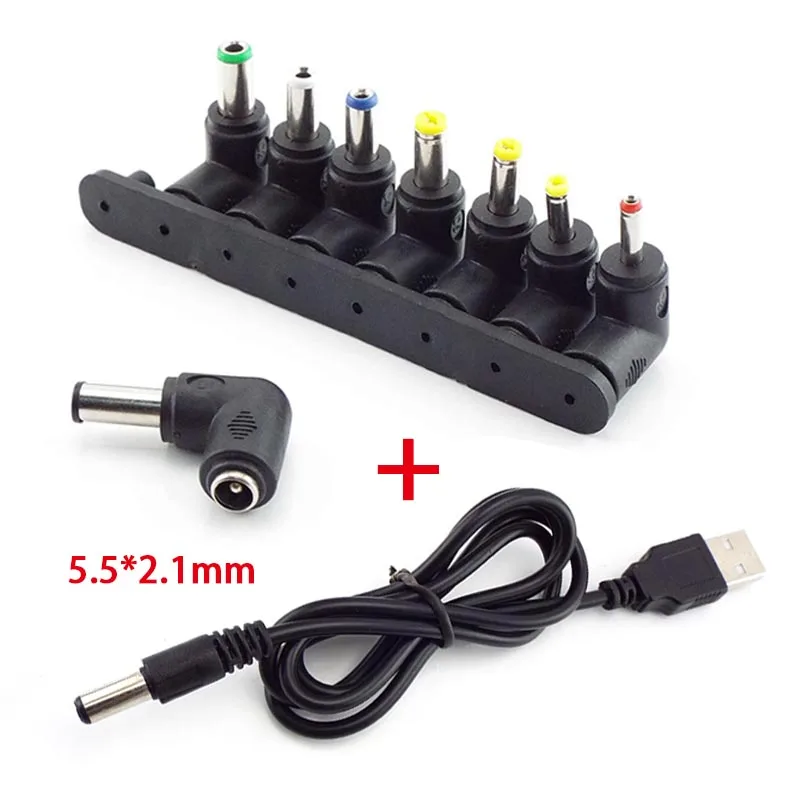 

5.5*2.1mm Connector DC Charging Power Cord USB To 5521 Multifunctional DC Plug Male 8-in-1 Charging Cable 5V Charger Power Cable