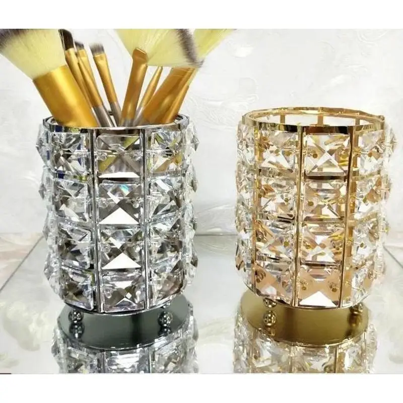 2026 Crystal Storage Cup Makeup Brush Eyebrow Pencil Storage Bottle Jewelry Storage Container European Cosmetics Storage Box