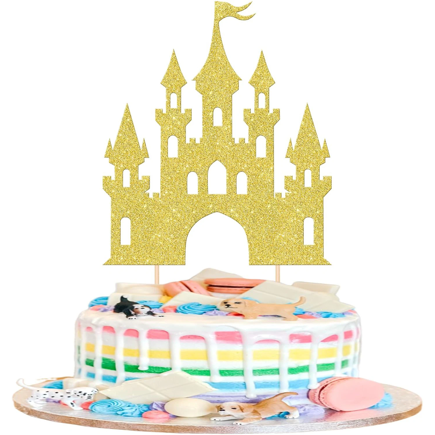1 Stück Schloss-Kuchenaufsatz, Prinzessinnen-Kuchenaufsatz, Schloss-Thema, Geburtstagsparty, Kuchendekoration, Babyparty, Mädchen-Partyzubehör – Detail 4