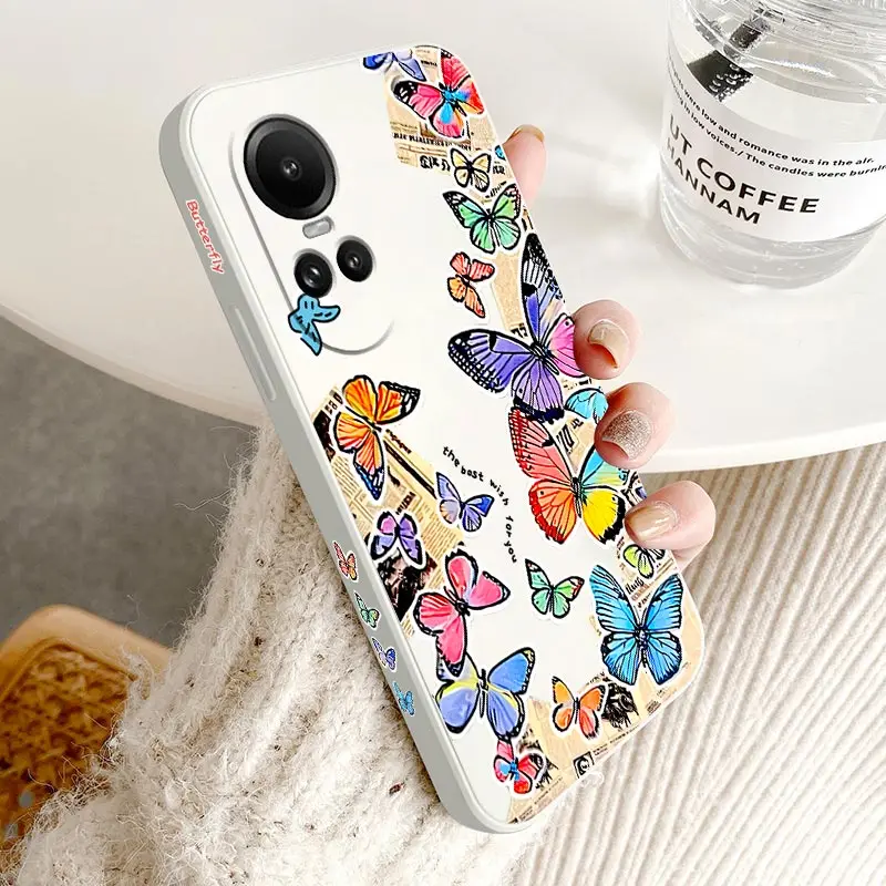 Reno 10 Cartoon Butterfly Silicone Phone Case For OPPO Reno 5 5Pro 7Z 7Lite 10 10Pro 10ProPlus 12 12Pro 8T 8Pro 6 5F 4 8 7 Cover image 4