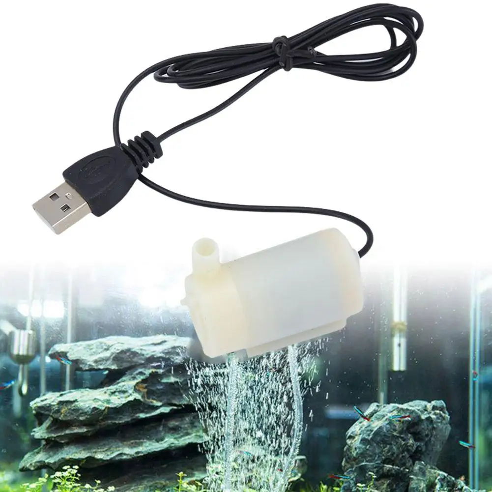 Super Quiet DC 5V USB Brushless Motor Pump Portable Hydroponic Water Submersible Mini Tank Water Fish Circulating Pump Foun E3D9