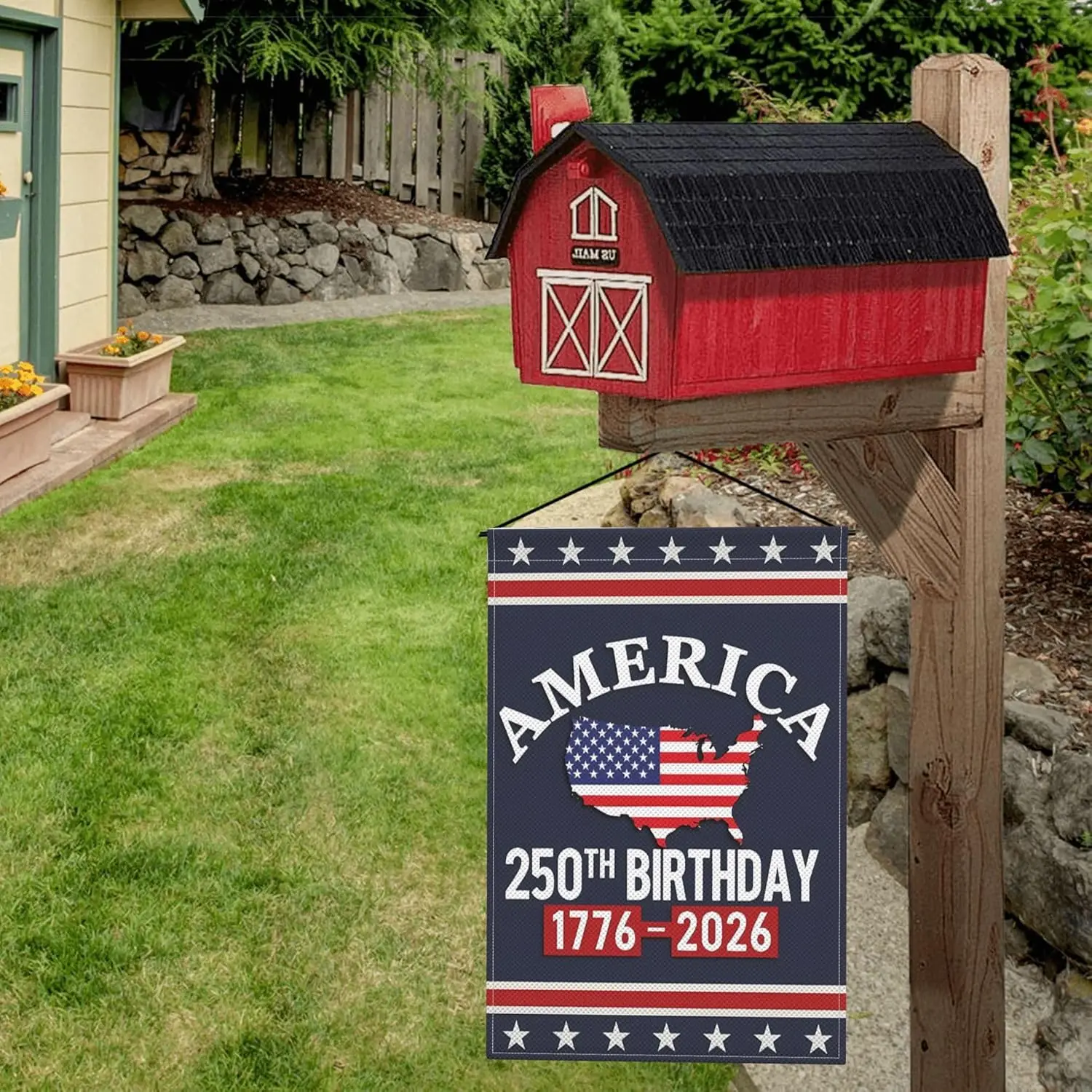 علم الرابع من يوليو 12x18 1776 2026 250 سنة أعلام حديقة باتريوت الأمريكية للخارج ساحة الخيش مزدوجة الجوانب Si JHH #6